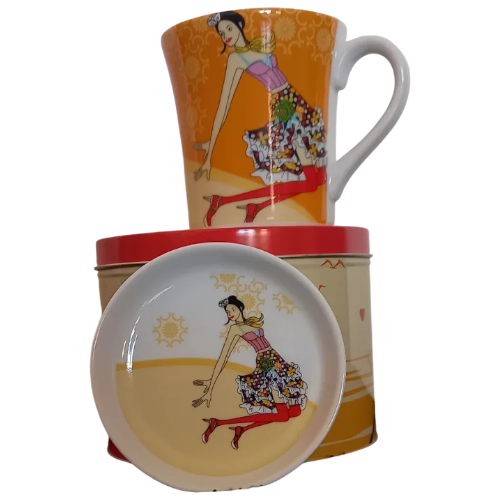 Tazza Con piattino con disegno donna Marca il Castello